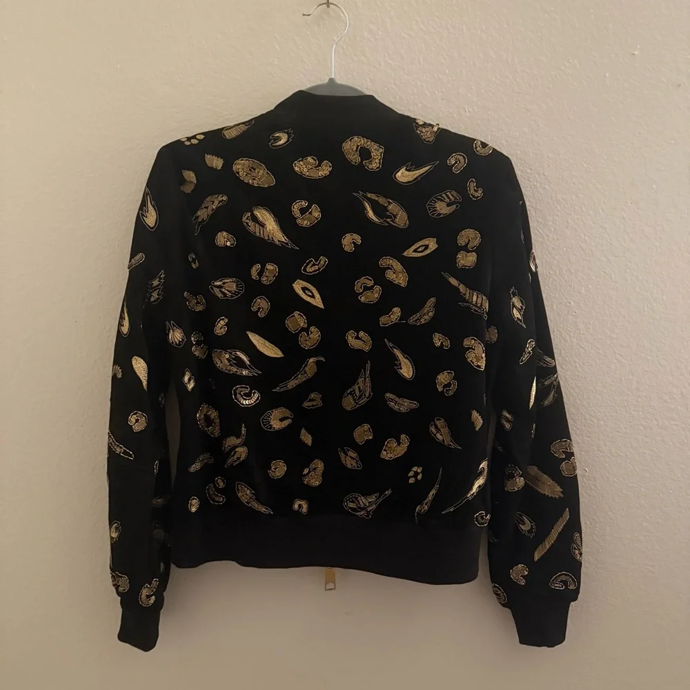 Gold Embellished Black Suede and Gold Women's Jacket - Picture 8 of 10
